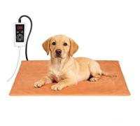 RIOGOO Pet Heating Pad, Electric Heating Pad for Dogs and Cats with Timer, 6 Level Adjustable Temperature Dog Heated Blanket (Brown, M:25''x12.5‘’)
