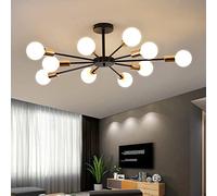 Riohan Sputnik Ceiling Light,10-Light E27 Base Pendant Light Modern Black Ceiling Light Industrial Chandelier Pendant Ceiling Light Fixture for Kitchen Bedroom Living Room Dining Room