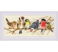RIOLIS - Birds on The Branch 2250, Animals Cross Stitch Kits 13¾"x6, Cross Stitch Kits for Beginners & Advanced, Crossstitching Kits Adult, Counted Stitching Kits, Nature Embroidery Kit