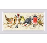 RIOLIS - Birds on The Branch 2250, Animals Cross Stitch Kits 13¾"x6, Cross Stitch Kits for Beginners & Advanced, Crossstitching Kits Adult, Counted Stitching Kits, Nature Embroidery Kit