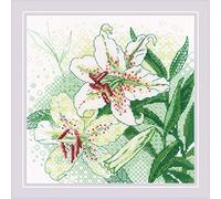 Riolis Blackwork Embroidery Set White Lilies 20 x 20 cm Counted Pattern