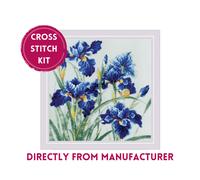 RIOLIS Counted Cross Stich Kit 2102 Blue Irises - Beautiful Flowers in a Field