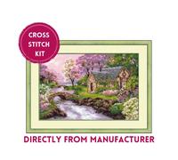 RIOLIS Counted Cross Stitch Kit 1098 Spring View, Spring Themed Cottage & River