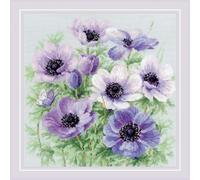 Riolis Counted Cross Stitch Kit Purple Anemones 11.75" x 11.75" 14 Count