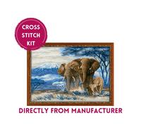 RIOLIS Counted Cross Stitch Kit 1144 Elephants in the Savannah, Pretty Elephants
