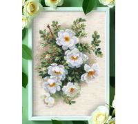 RIOLIS Counted Cross Stitch Kit 1351 White Briar- Gorgeous White Flower Blooms