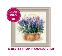 RIOLIS Counted Cross Stitch Kit 1404 French Lavender - Pink Bouquet in a Basket