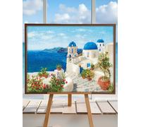 RIOLIS Counted Cross Stitch Kit 1644 Santorini- Greek Island in White and Blue