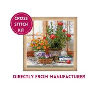 RIOLIS Counted Cross Stitch Kit 1763 Crocuses on the Windowsill- Blooming Flower