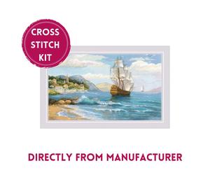 RIOLIS Counted Cross Stitch Kit 1900 Distant Shores-Ship Sailing Through the Sea