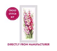 RIOLIS Counted Cross Stitch Kit 1994 Charming Gladioli- Flowers with Pink Blooms
