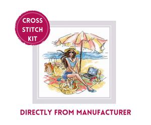RIOLIS Counted Cross Stitch Kit 2008 At The Beach - Woman Under an Umbrella