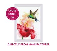RIOLIS Counted Cross Stitch Kit 2178 Hummingbird- Colibri Bird Over Red Hibiscus