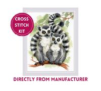 RIOLIS Counted Cross Stitch Kit 2196 Lemurs- Cute Animals Sitting on a Branch