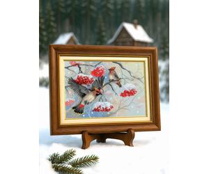 RIOLIS Counted Cross Stitch Kit 2207 Winter Whispers, Birds Resting on a Tree