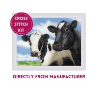 RIOLIS Counted Cross Stitch Kit 2237 Cows- Cute Black and White Cows in a Field