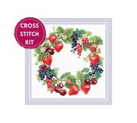 RIOLIS Counted Cross Stitch Kit 2323 Wreath with Berries-Green Leaves&Red Berry