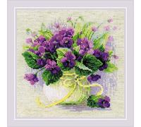 RIOLIS Counted Cross Stitch Kit 8.75"X8.75"-Violets In A Pot (14 Count)