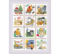 Riolis Counted Cross Stitch Kit 9.50"X11.75"-Cat Calendar (14 Count)
