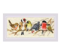 RIOLIS - Birds on The Branch 2250, Animals Cross Stitch Kits 13¾"x6, Cross Stitch Kits for Beginners & Advanced, Crossstitching Kits Adult, Counted Stitching Kits, Nature Embroidery Kit