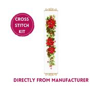 RIOLIS Counted Cross Stitch Kit With Wooden Hangers 1729 Poinsettia, Blooming