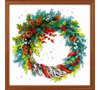 RIOLIS Cross Stitch Kit - 1603 - Wreath with Blue Spruce
