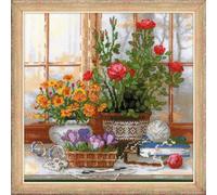 RIOLIS Cross Stitch Kit - 1763 - Crocuses on Windowsill