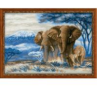 RIOLIS Counted Cross Stitch Kit 1144 Elephants in the Savannah, Pretty Elephants