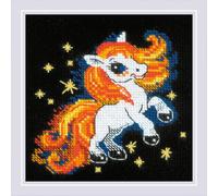 RIOLIS - Fiery Foal 2292, Cross Stitch Kits 6"x6", Cross Stitch Kits for Beginners & Advanced, Crossstitching Kit Adult, Embroidery Counted Stitching Kit