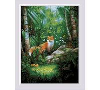 RIOLIS - Fox in The Forest 2251, Animals Cross Stitch Kit 11¾"x15¾, Cross Stitch for Beginners & Advanced, Crossstitching Kits Adult, Counted Stitching Kits, Nature Embroidery Kit