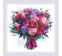 RIOLIS - Fruitful Bouquet 2230, Cross Stitch Kits 9¾"x9¾, Cross Stitch Kits for Adults, Counted Cross Stitch Kits, Embroidery Kit for Beginners & Advanced, Floral Crossstitching Kits