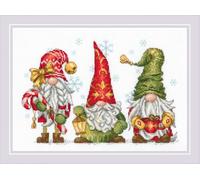 Riolis - Jolly Gnomes 2234, Christmas Cross Stitch Kits 11¾"x8¼, Cross Stitch Kits for Beginners & Advanced, Cross Stitch Kits for Adults, Counted Stitching Kits, Embroidery Kit Christmas