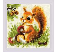 Riolis Kreuzstich Set Eichhörnchen, Zählmuster, 20x20cm
