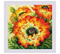 Riolis Kreuzstich Set Feuermohn, Zählmuster, 40x40cm