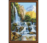 Riolis 1194 Landscape with Waterfall Cross Stitch Kit, Cotton, Multi Color, 40 x 60 x 0, 1 cm
