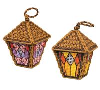 RIOLIS - Lanterns Vintage 2309AC, Ornaments Cross Stitch Kits 2¼"x2¼x3¼, Cross Stitch Kits for Beginners & Advanced, Hanging Ornaments Crossstitching Kit Adult, Embroidery Counted Stitching Kit