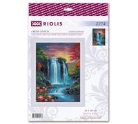 RIOLIS - Magical Waterfall 2274, Nature Cross Stitch Kits 11¾"x15¾, Cross Stitch Kits for Beginners & Advanced, Crossstitching Kit Adult, Embroidery Counted Stitching Kit
