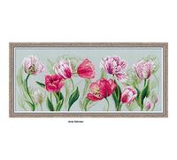 RIOLIS Premium Cross Stitch Kit - 100/052 - Spring Tulips | Flower motif, embroidery template and needle included, embroidery gift set