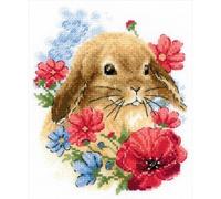 Riolis Rabbit in Flowers Counted Cross Stitch Kit