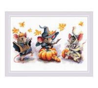 RIOLIS - Spooky Mouse Trio 2241, Halloween Cross Stitch Kits 11¾"x8¼, Counted Cross Stitch Kits, Counted Cross Stitch Kits for Beginners & Advanced, Cross Stitching Kits for Adults, Embroidery Kit