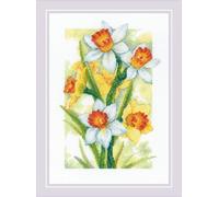 RIOLIS - Spring Glow. Daffodils 2189, Cross Stitch Kits 8¼"x11¾, Cross Stitch Kits for Adults, Counted Cross Stitch Kits, Embroidery Kit for Beginners & Advanced, Floral Crossstitching Kits