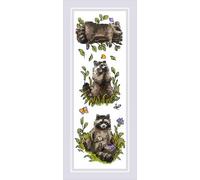 RIOLIS - Three Raccoons 2223, Cross Stitch Kits 3¼x9½, Cross Stitch Kits for Adults, Counted Cross Stitch Kits, Embroidery Kit for Beginners & Advanced, Crossstitching Kits, Counted Stitching Kits
