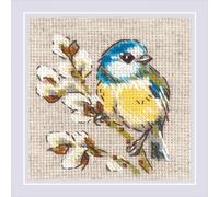 RIOLIS - Titmouse 2244, Cross Stitch Kits 4"x4", Cross Stitch Kits for Adults, Counted Cross Stitch Kits, Embroidery Kit for Beginners & Advanced, Nature Crossstitching Kits, Counted Stitching Kits