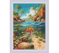 RIOLIS - Under The Water 2305, Cross Stitch Kits 8¼"x11¾, Animals Cross Stitch Kits for Beginners & Advanced, Crossstitching Kit Adult, Nature Embroidery Counted Stitching Kit