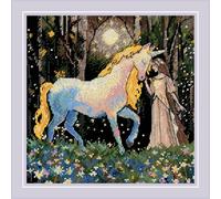 RIOLIS - Unicorn Tale 2307, Nature Cross Stitch Kits 7¾"x7¾, Fantasy Cross Stitch Kits for Beginners & Advanced, Crossstitching Kit Adult, Animals Embroidery Counted Stitching Kit