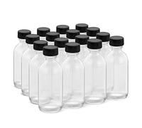 Rionisor 2OZ Small Glass Bottles with Lids and Funnels, 60ml Boston Round Glass Bottles, Mini Bottle, Perfect for Diy Essential Oils, Perfumes, Whiskey and Juices, 16 Pack Clear