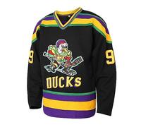 Rioofinx Charlie Conway 96 Mighty Ducks Jersey Stitched Movie Hockey Jersey for Men Green S-3XL, 99 Adam Banks Black, S