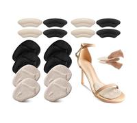 Riootlnm Metatarsal Pads, Ball of Foot Cushions, Heel Pads Inserts for Too Big Shoe, Reduce Foot Pain, No Slip Heel Grips Liners Pads for Loose Shoe, Blisters (8PairsBeige+Black)