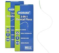 RioRand 3-in-1 Dental Floss for Braces - 80 Pre-Cut Strands with Floss Threaders | Orthodontic Floss for Effective Cleaning 160 Count (Pack of 2)