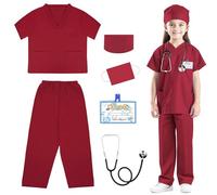 RioRand Doctor Costume for Kids, Toddler Nurse Scrubs with Accessories Christmas Dress Up Cosplay For Boys Girls 3-11 Years